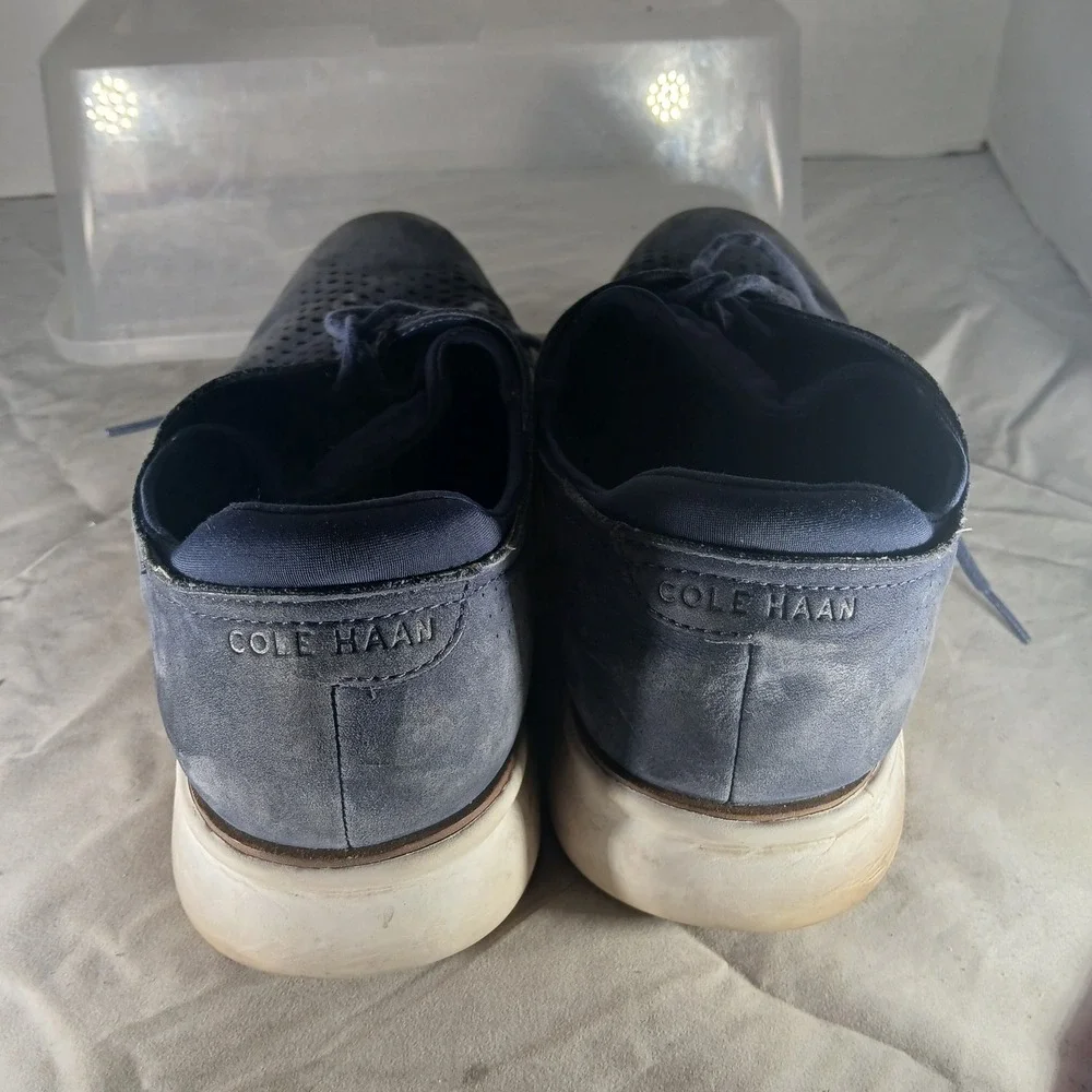 Cole‎ Haan Zerogrand Navy Blue Perforated Suede Oxford Shoes Mens 10W C23806